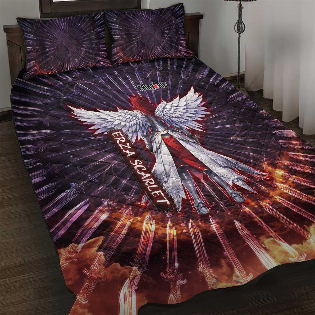 Erza Scarlet Fairy Tail Quilt Bed Set Celestial Armor Anime Style with Radiant Winged Design