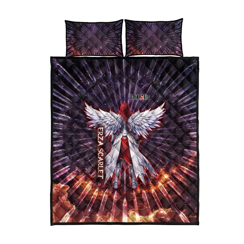 Erza Scarlet Fairy Tail Quilt Bed Set Celestial Armor Anime Style with Radiant Winged Design