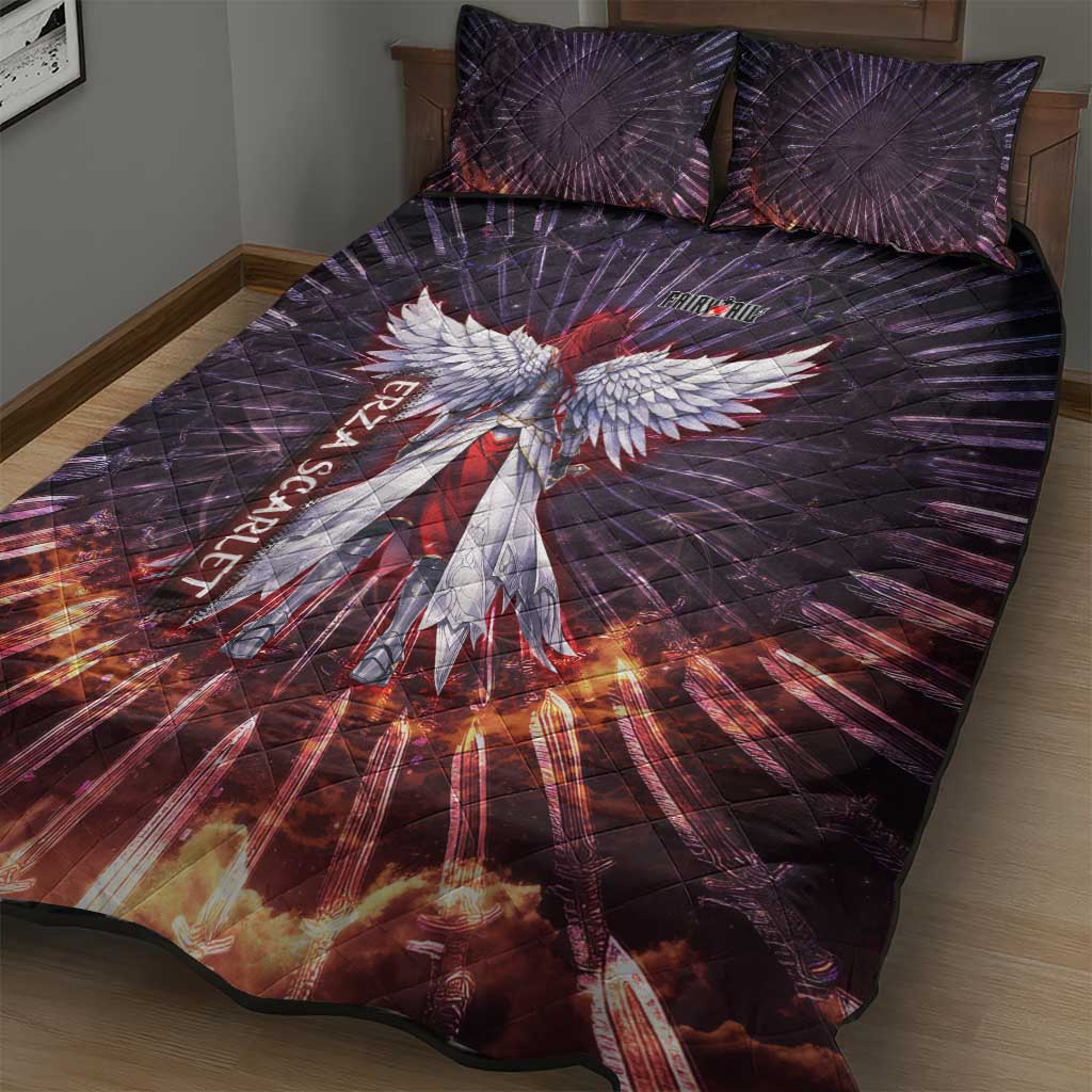 Erza Scarlet Fairy Tail Quilt Bed Set Celestial Armor Anime Style with Radiant Winged Design