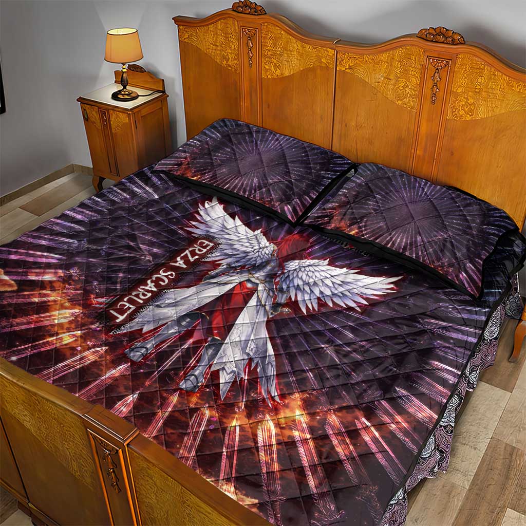 Erza Scarlet Fairy Tail Quilt Bed Set Celestial Armor Anime Style with Radiant Winged Design