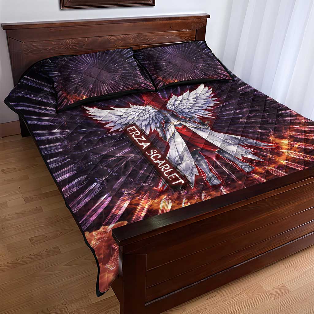 Erza Scarlet Fairy Tail Quilt Bed Set Celestial Armor Anime Style with Radiant Winged Design