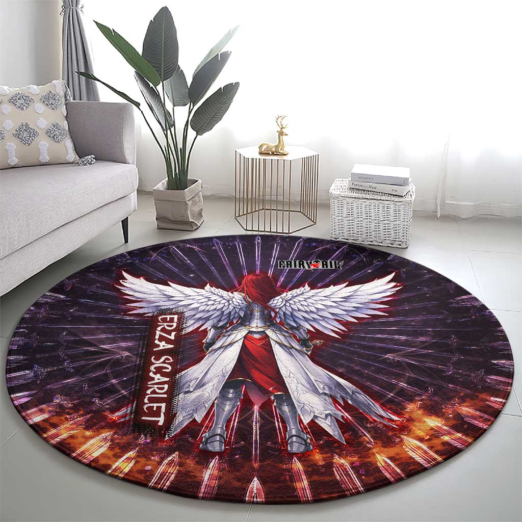 Erza Scarlet Fairy Tail Round Carpet Celestial Armor Anime Style with Radiant Winged Design