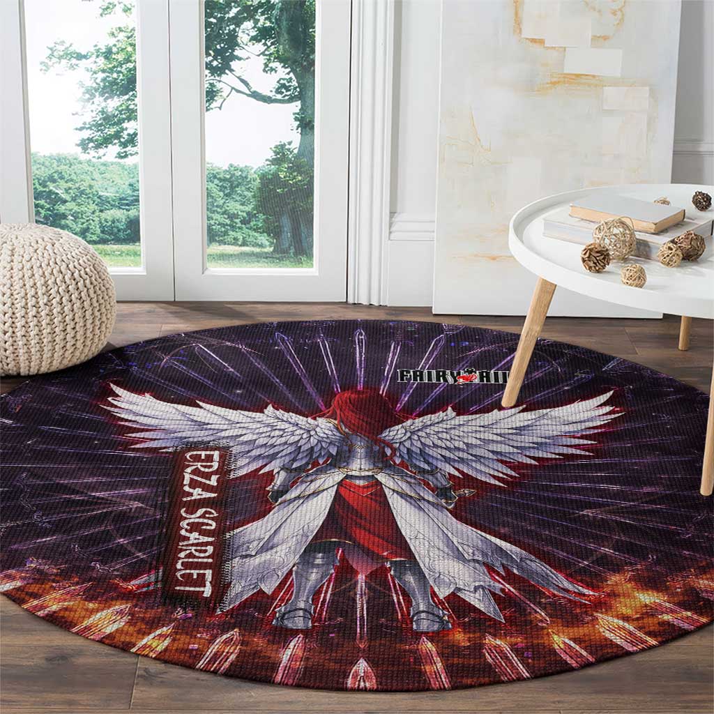 Erza Scarlet Fairy Tail Round Carpet Celestial Armor Anime Style with Radiant Winged Design
