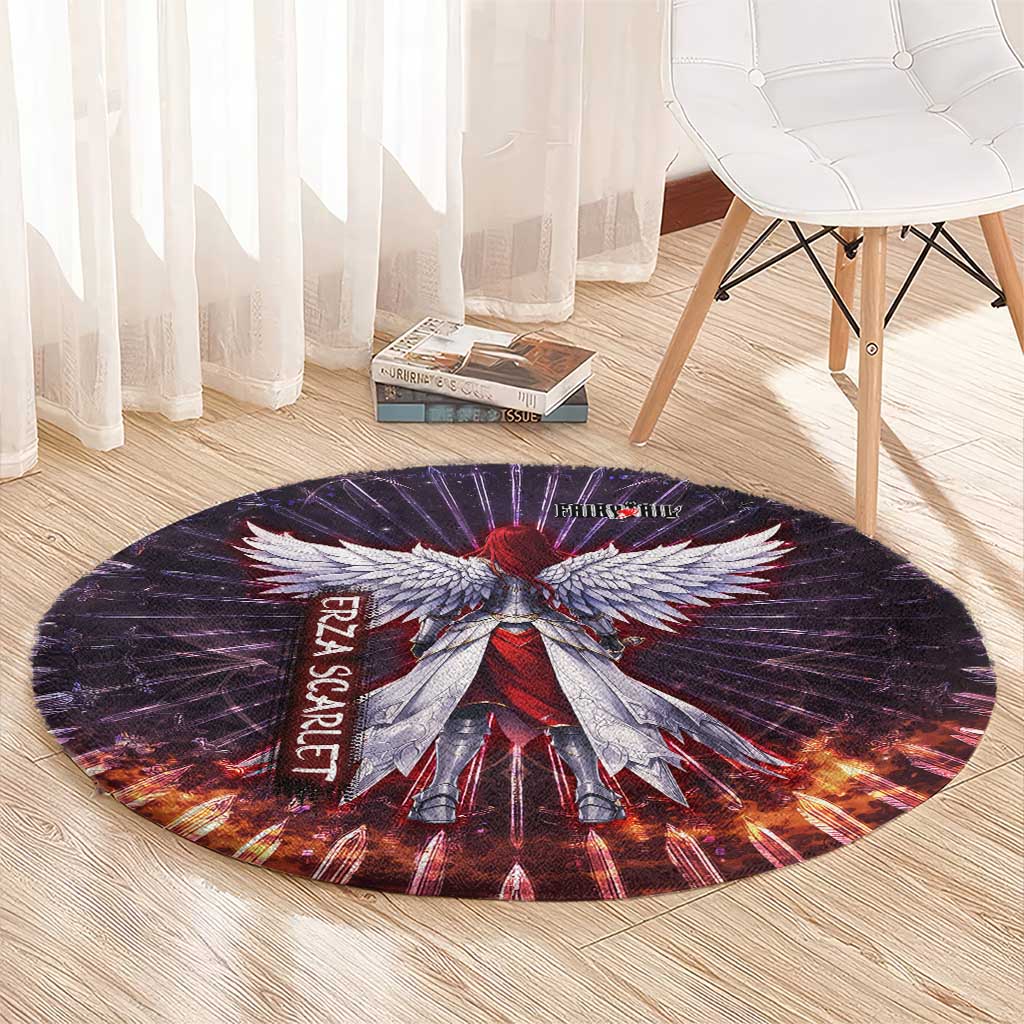 Erza Scarlet Fairy Tail Round Carpet Celestial Armor Anime Style with Radiant Winged Design
