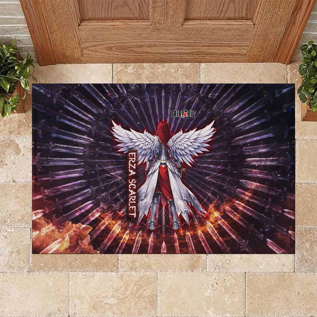 Erza Scarlet Fairy Tail Rubber Doormat Celestial Armor Anime Style with Radiant Winged Design