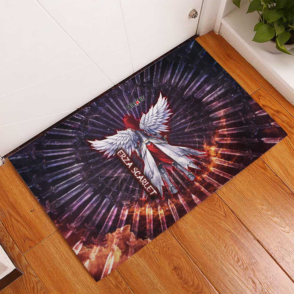 Erza Scarlet Fairy Tail Rubber Doormat Celestial Armor Anime Style with Radiant Winged Design