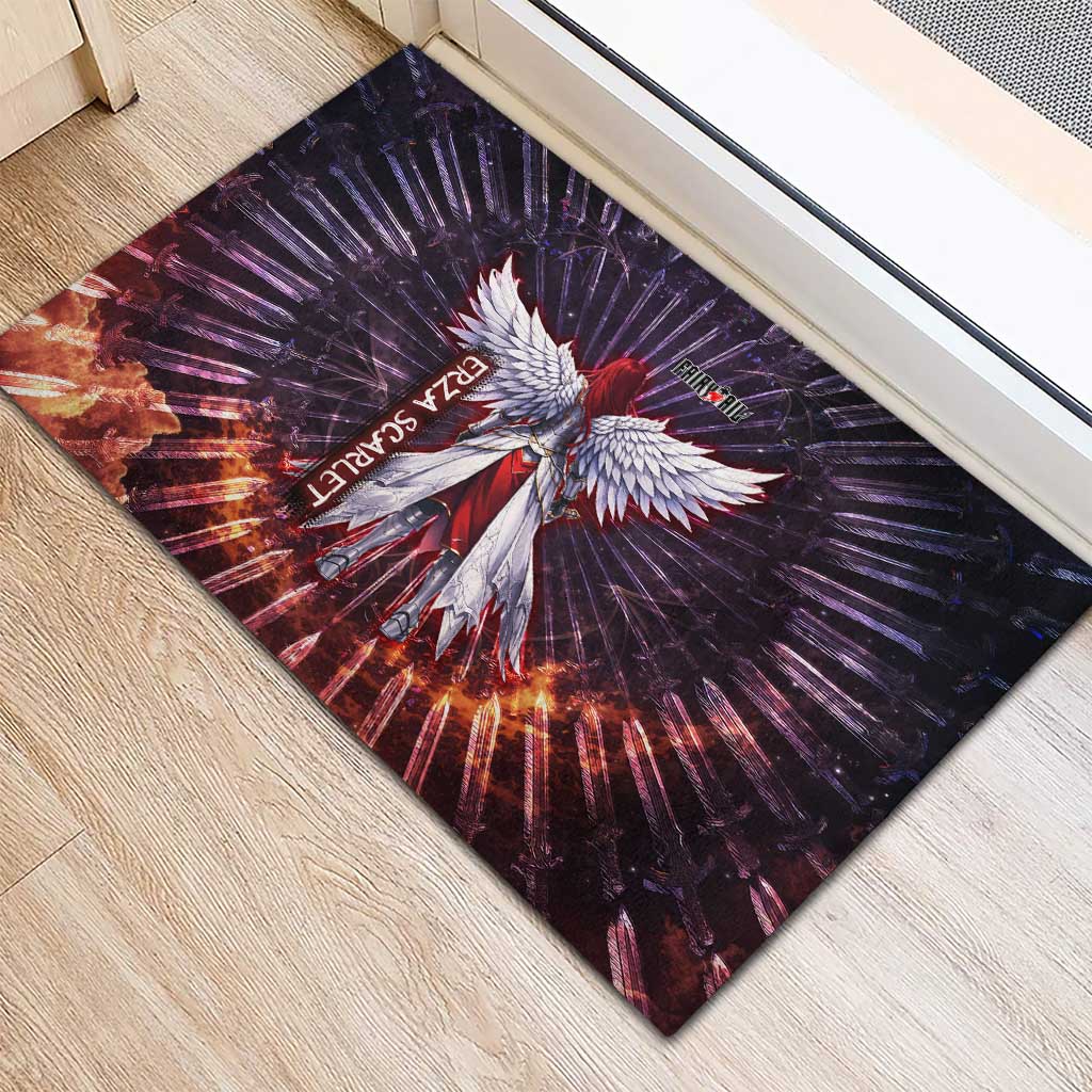 Erza Scarlet Fairy Tail Rubber Doormat Celestial Armor Anime Style with Radiant Winged Design