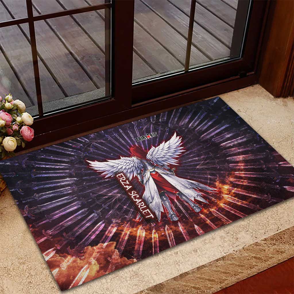 Erza Scarlet Fairy Tail Rubber Doormat Celestial Armor Anime Style with Radiant Winged Design