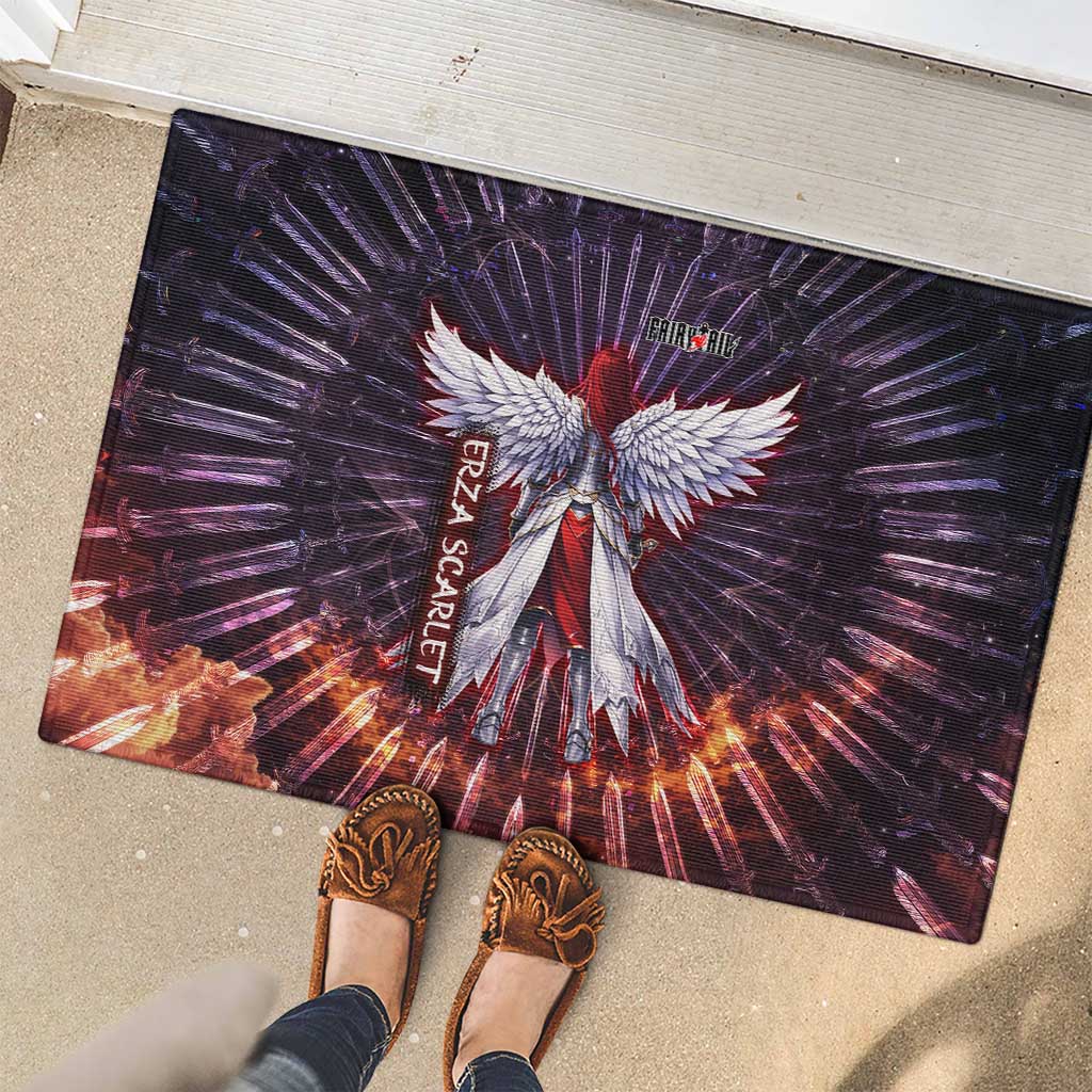 Erza Scarlet Fairy Tail Rubber Doormat Celestial Armor Anime Style with Radiant Winged Design