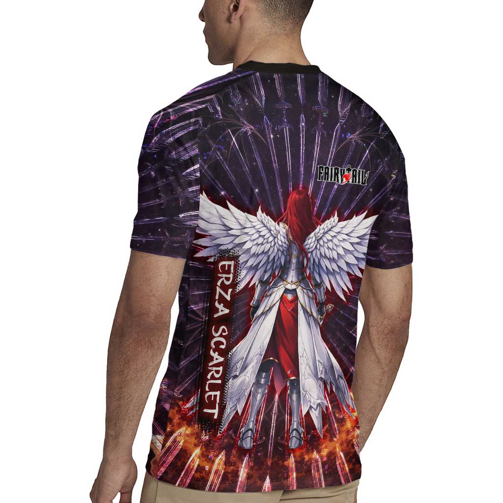 Erza Scarlet Fairy Tail Rugby Jersey Celestial Armor Anime Style with Radiant Winged Design