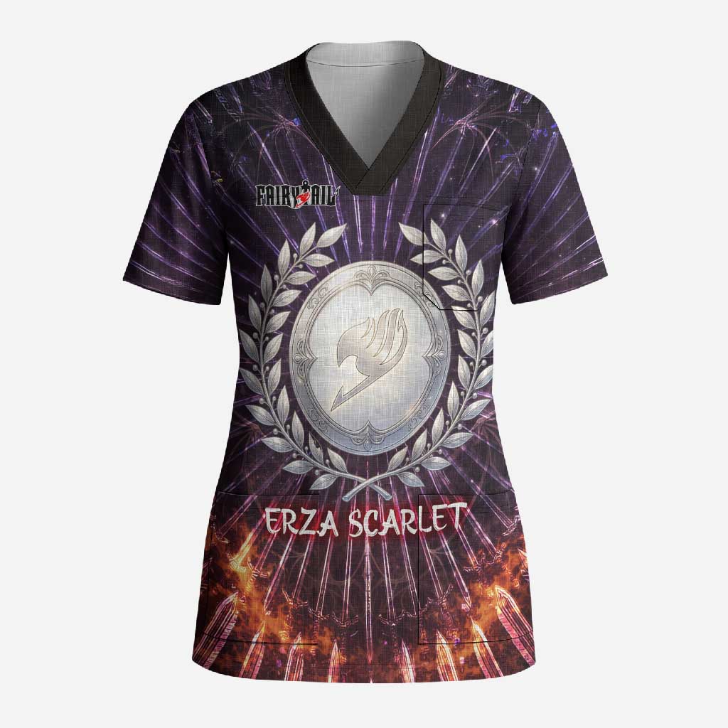 Erza Scarlet Fairy Tail Scrub Top Celestial Armor Anime Style with Radiant Winged Design