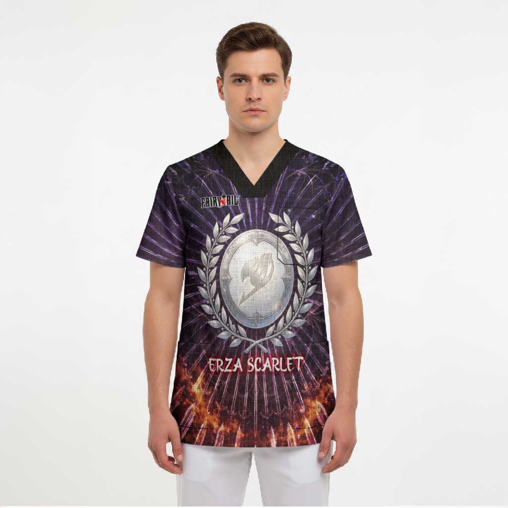 Erza Scarlet Fairy Tail Scrub Top Celestial Armor Anime Style with Radiant Winged Design