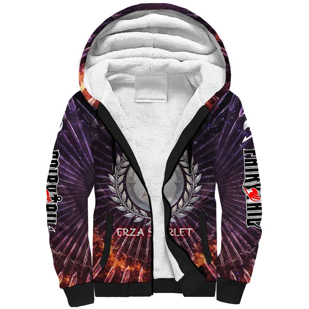 Erza Scarlet Fairy Tail Sherpa Hoodie Celestial Armor Anime Style with Radiant Winged Design