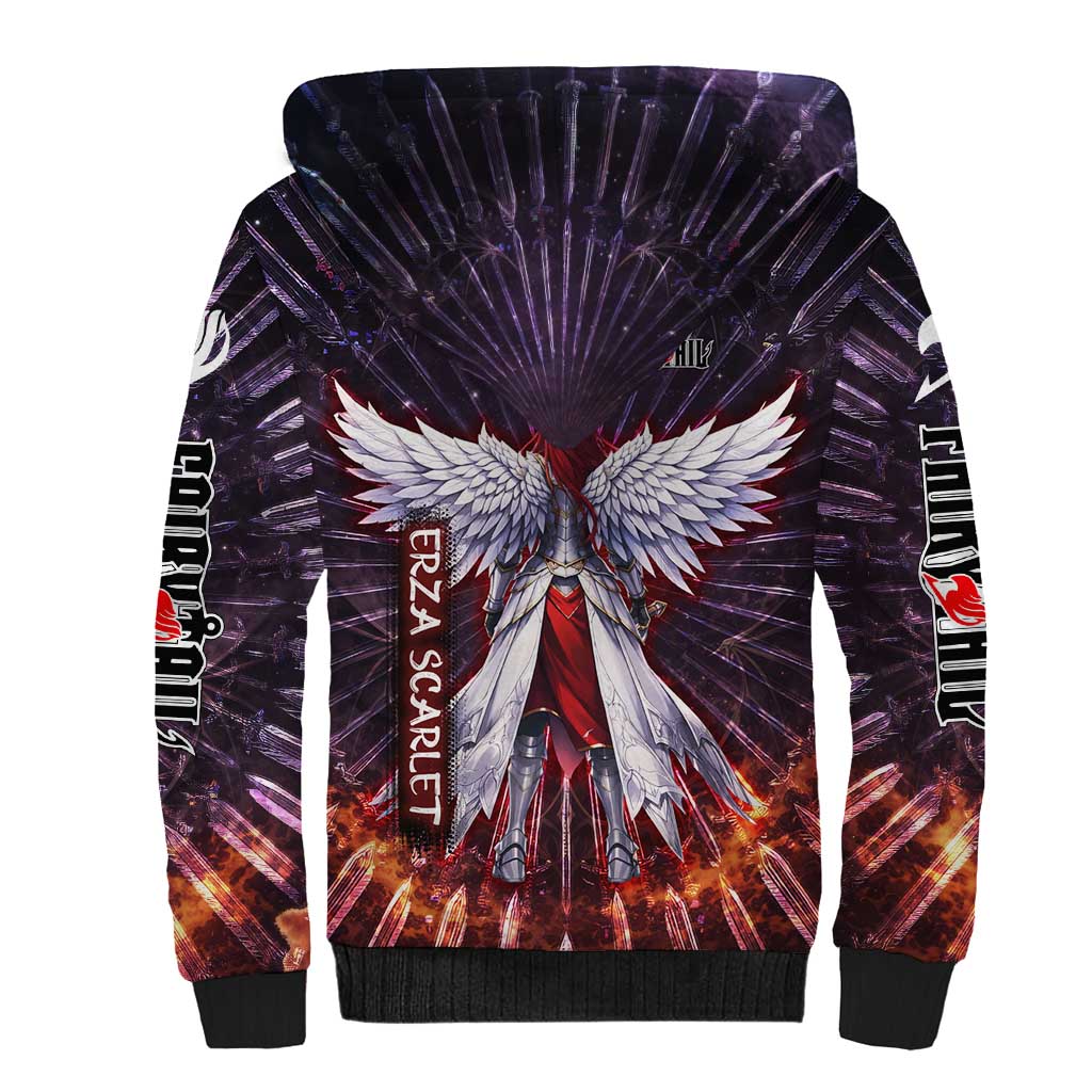 Erza Scarlet Fairy Tail Sherpa Hoodie Celestial Armor Anime Style with Radiant Winged Design