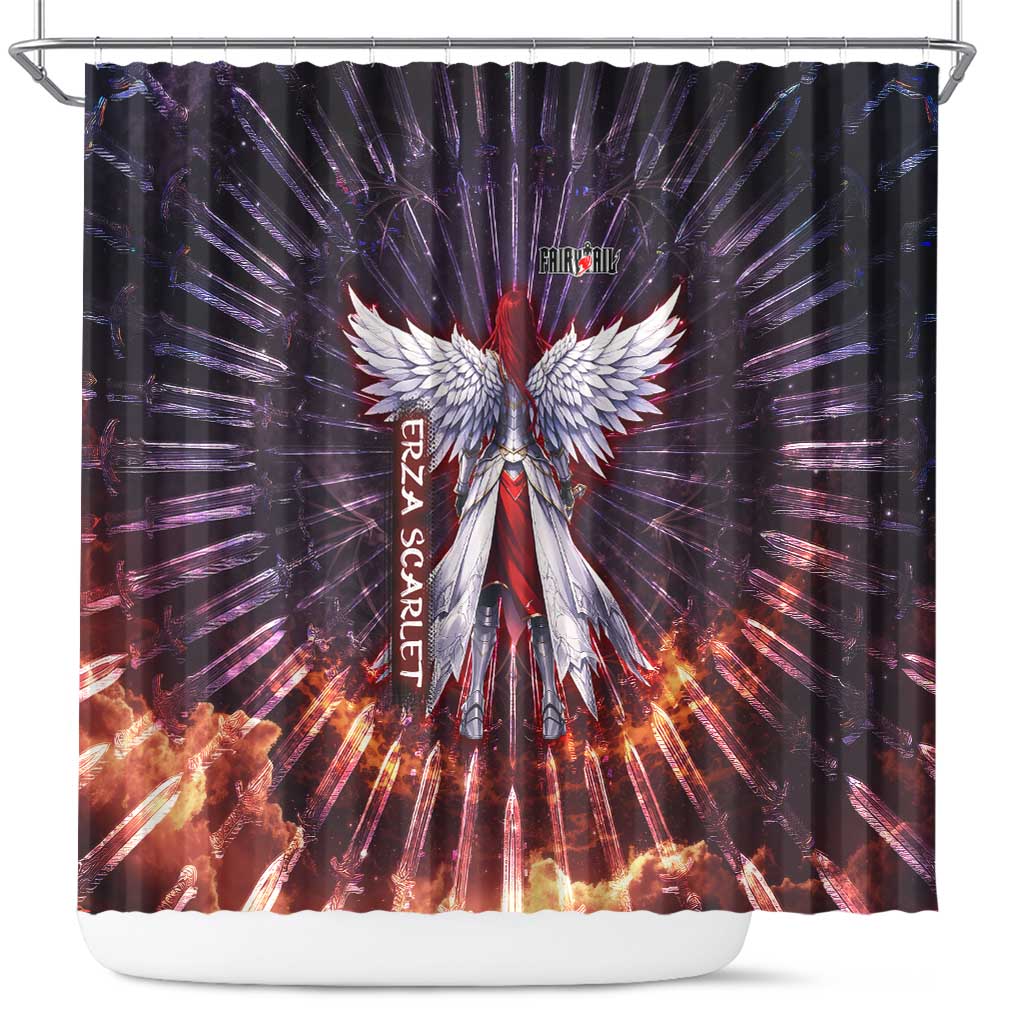 Erza Scarlet Fairy Tail Shower Curtain Celestial Armor Anime Style with Radiant Winged Design