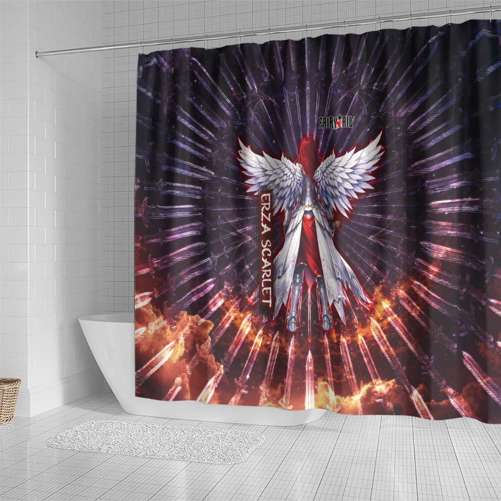 Erza Scarlet Fairy Tail Shower Curtain Celestial Armor Anime Style with Radiant Winged Design