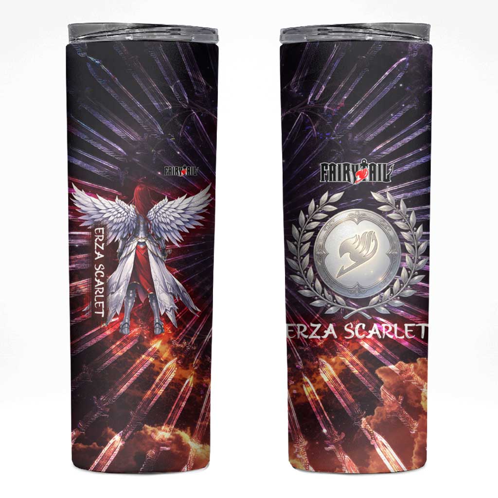 Erza Scarlet Fairy Tail Skinny Tumbler Celestial Armor Anime Style with Radiant Winged Design