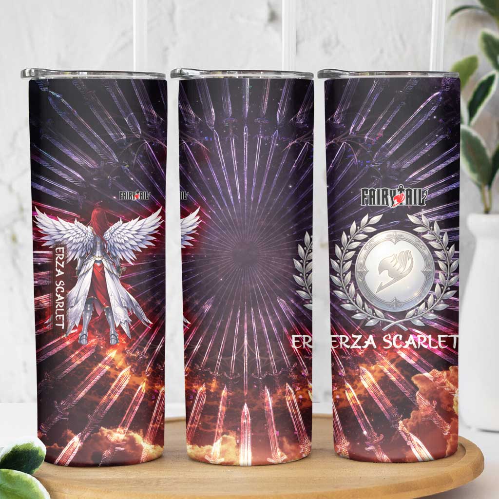 Erza Scarlet Fairy Tail Skinny Tumbler Celestial Armor Anime Style with Radiant Winged Design
