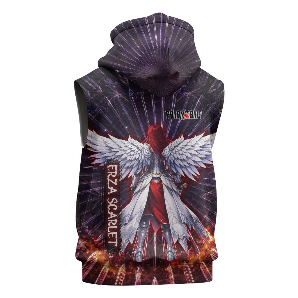 Erza Scarlet Fairy Tail Sleeveless Hoodie Celestial Armor Anime Style with Radiant Winged Design