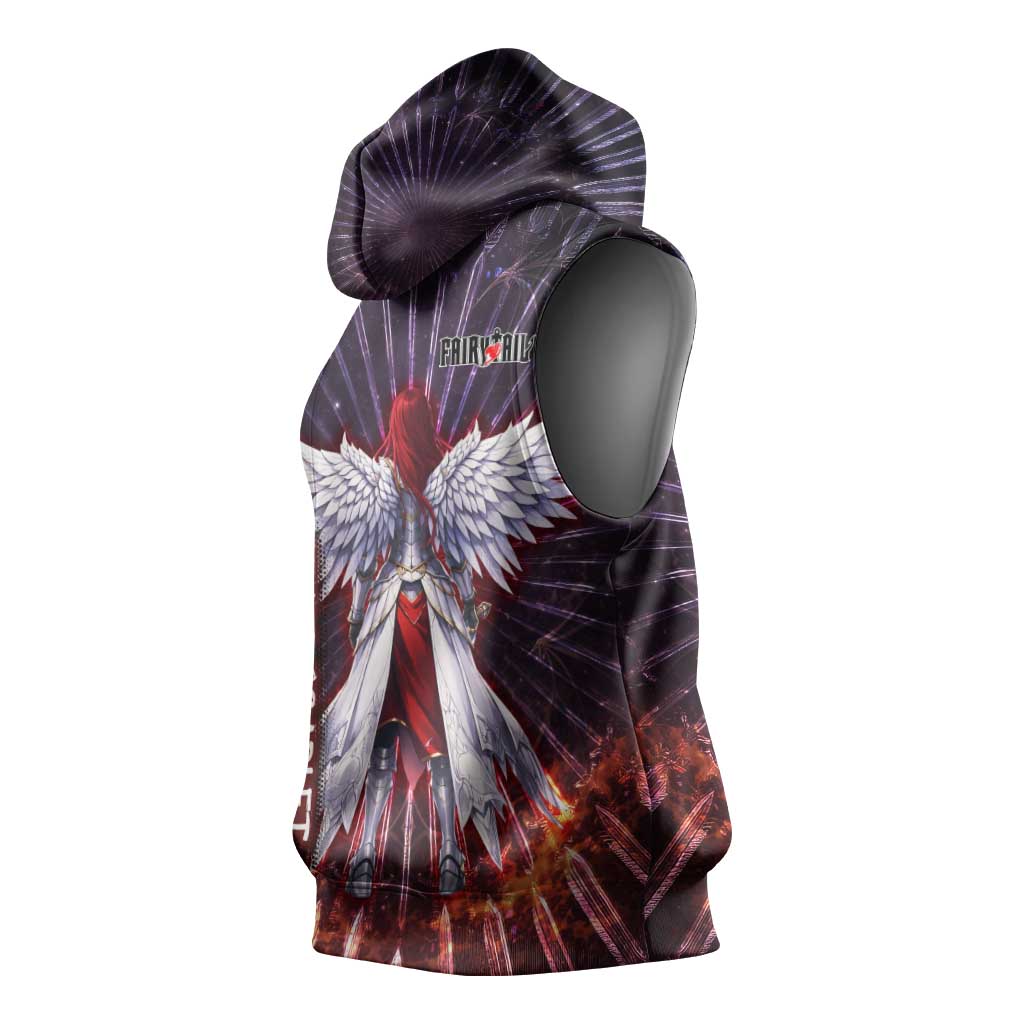 Erza Scarlet Fairy Tail Sleeveless Hoodie Celestial Armor Anime Style with Radiant Winged Design