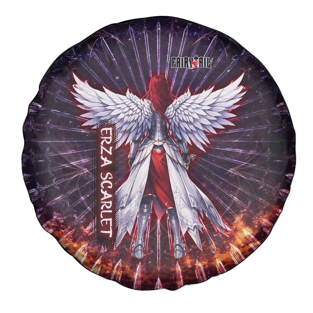 Erza Scarlet Fairy Tail Spare Tire Cover Celestial Armor Anime Style with Radiant Winged Design