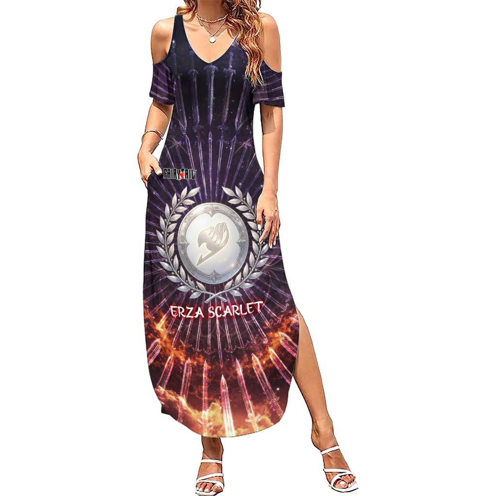 Erza Scarlet Fairy Tail Summer Maxi Dress Celestial Armor Anime Style with Radiant Winged Design