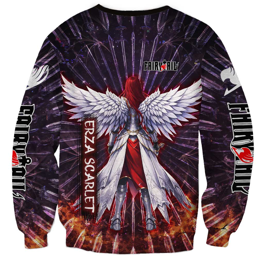 Erza Scarlet Fairy Tail Sweatshirt Celestial Armor Anime Style with Radiant Winged Design