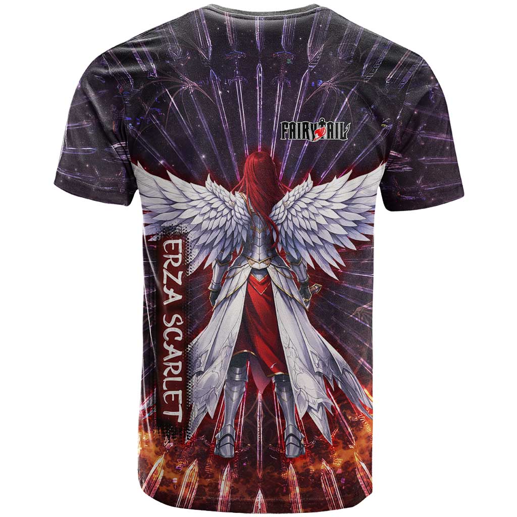 Erza Scarlet Fairy Tail T Shirt Celestial Armor Anime Style with Radiant Winged Design