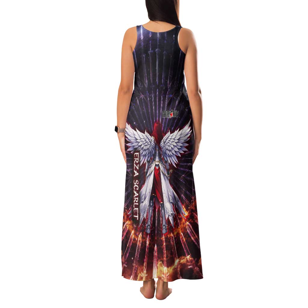 Erza Scarlet Fairy Tail Tank Maxi Dress Celestial Armor Anime Style with Radiant Winged Design