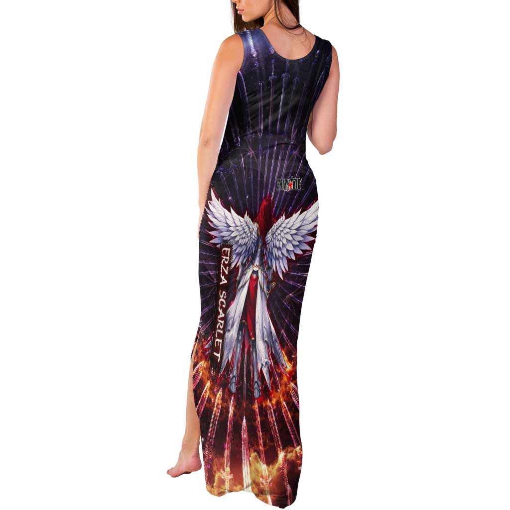 Erza Scarlet Fairy Tail Tank Maxi Dress Celestial Armor Anime Style with Radiant Winged Design