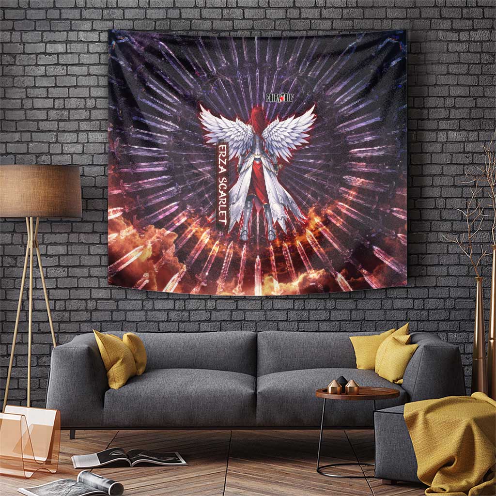 Erza Scarlet Fairy Tail Tapestry Celestial Armor Anime Style with Radiant Winged Design