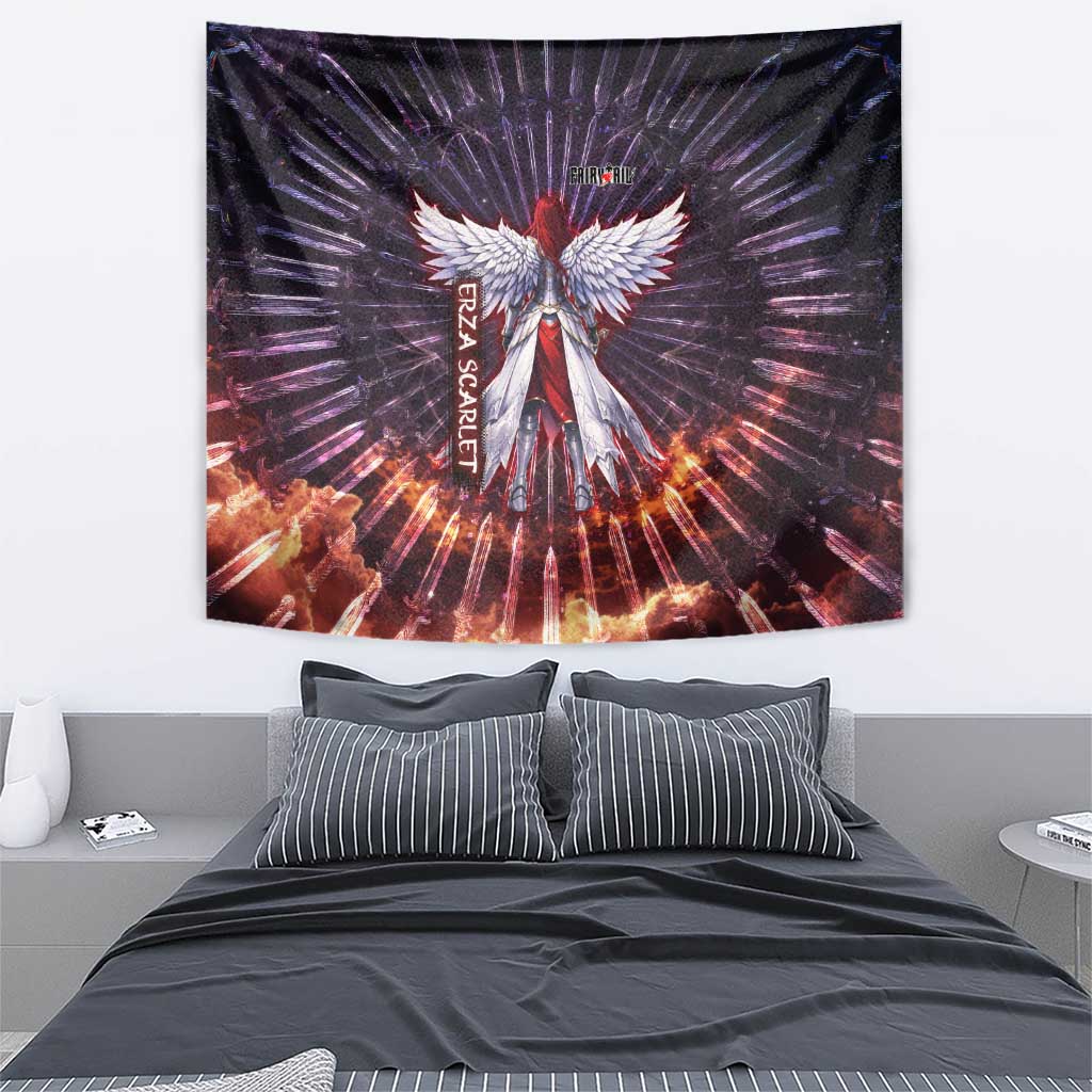 Erza Scarlet Fairy Tail Tapestry Celestial Armor Anime Style with Radiant Winged Design