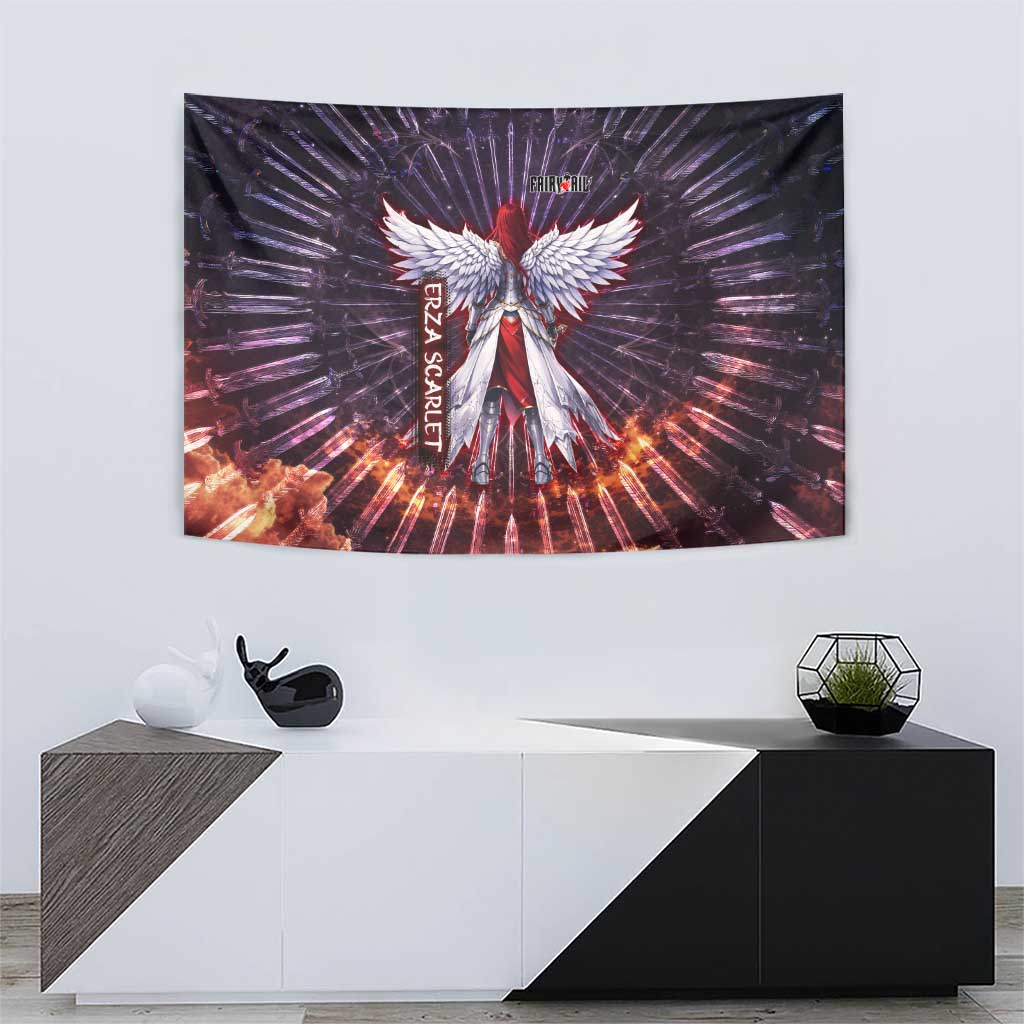 Erza Scarlet Fairy Tail Tapestry Celestial Armor Anime Style with Radiant Winged Design