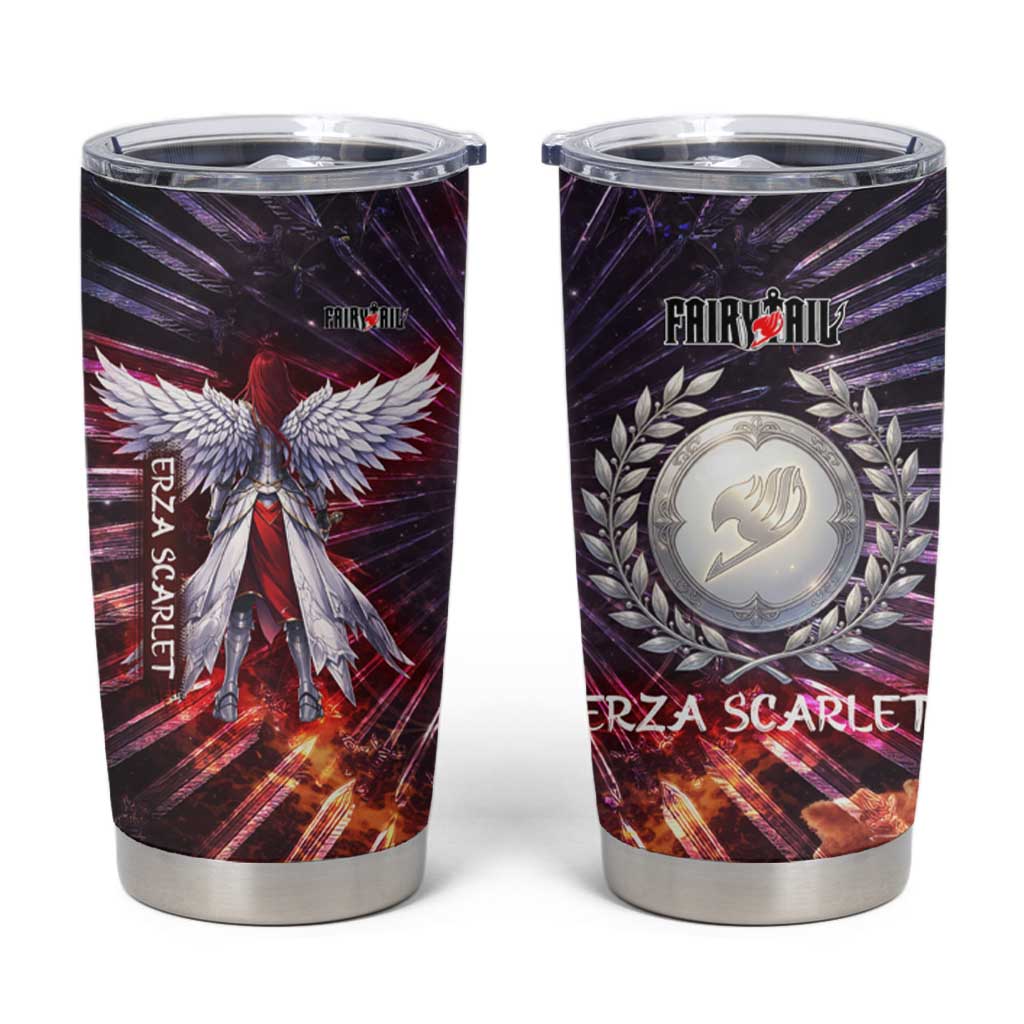 Erza Scarlet Fairy Tail Tumbler Cup Celestial Armor Anime Style with Radiant Winged Design