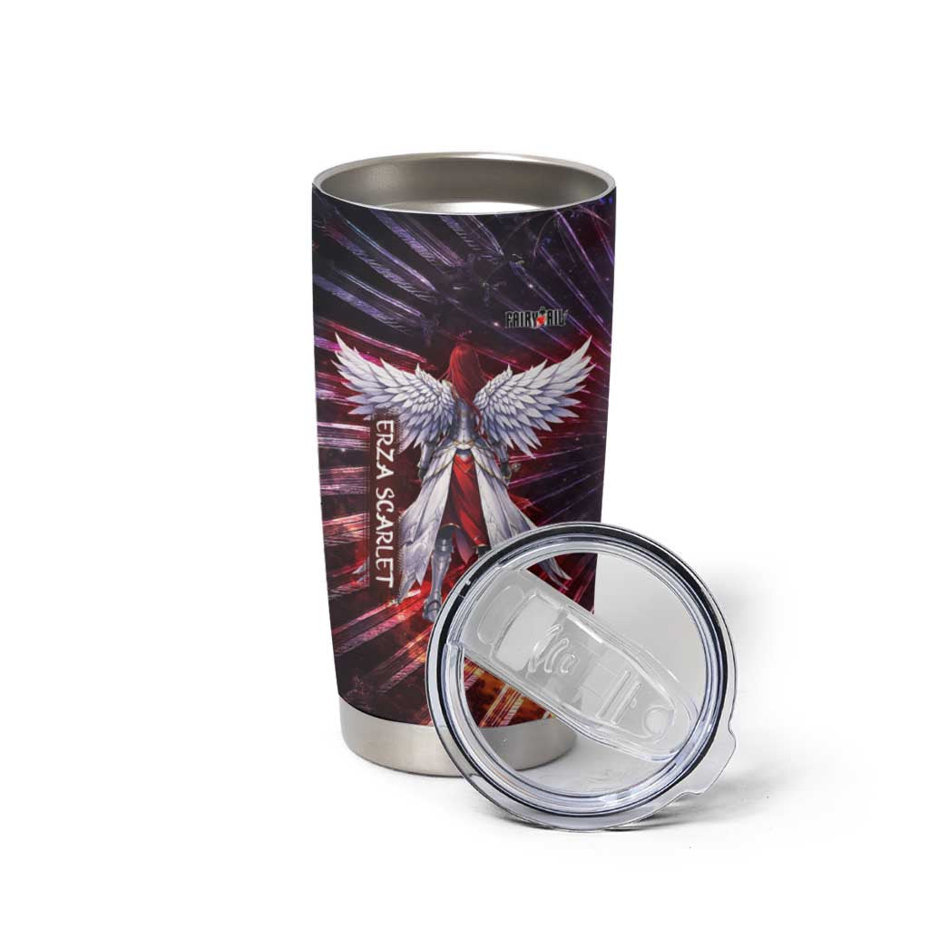 Erza Scarlet Fairy Tail Tumbler Cup Celestial Armor Anime Style with Radiant Winged Design