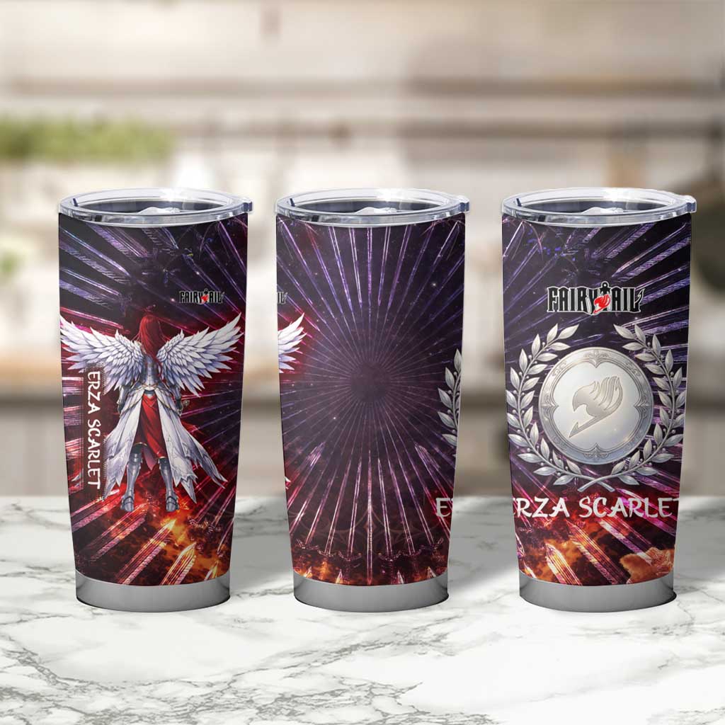 Erza Scarlet Fairy Tail Tumbler Cup Celestial Armor Anime Style with Radiant Winged Design