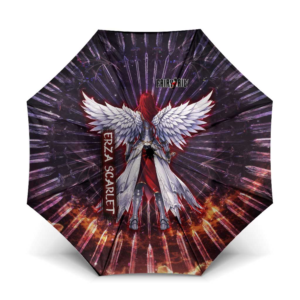 Erza Scarlet Fairy Tail Umbrella Celestial Armor Anime Style with Radiant Winged Design