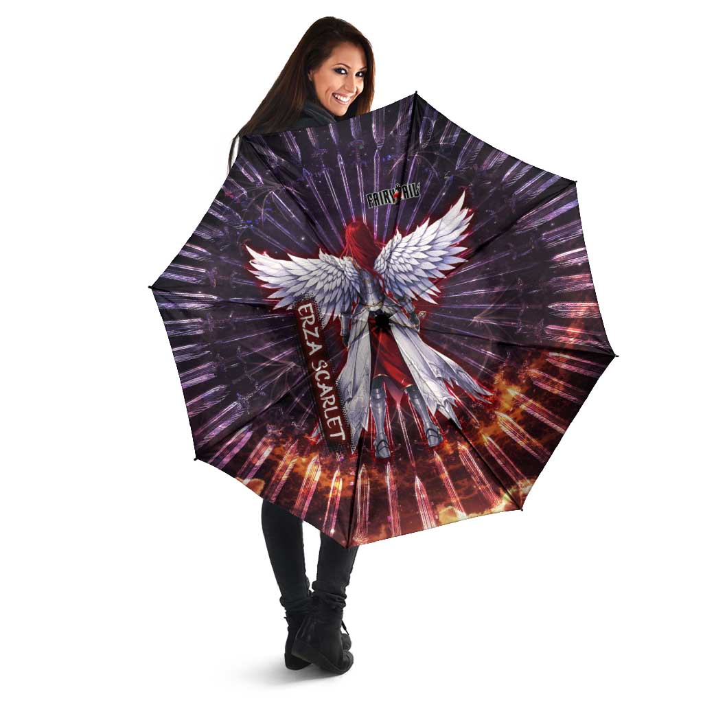 Erza Scarlet Fairy Tail Umbrella Celestial Armor Anime Style with Radiant Winged Design