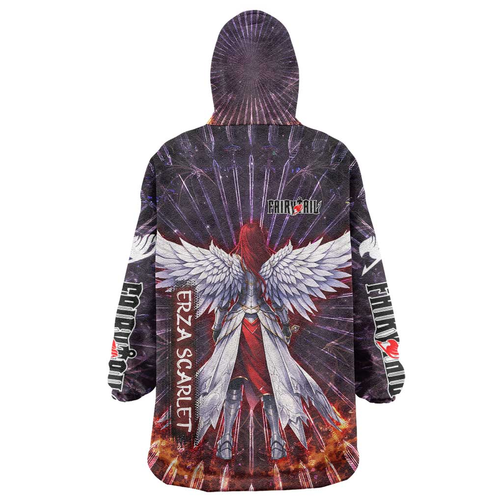 Erza Scarlet Fairy Tail Wearable Blanket Hoodie Celestial Armor Anime Style with Radiant Winged Design