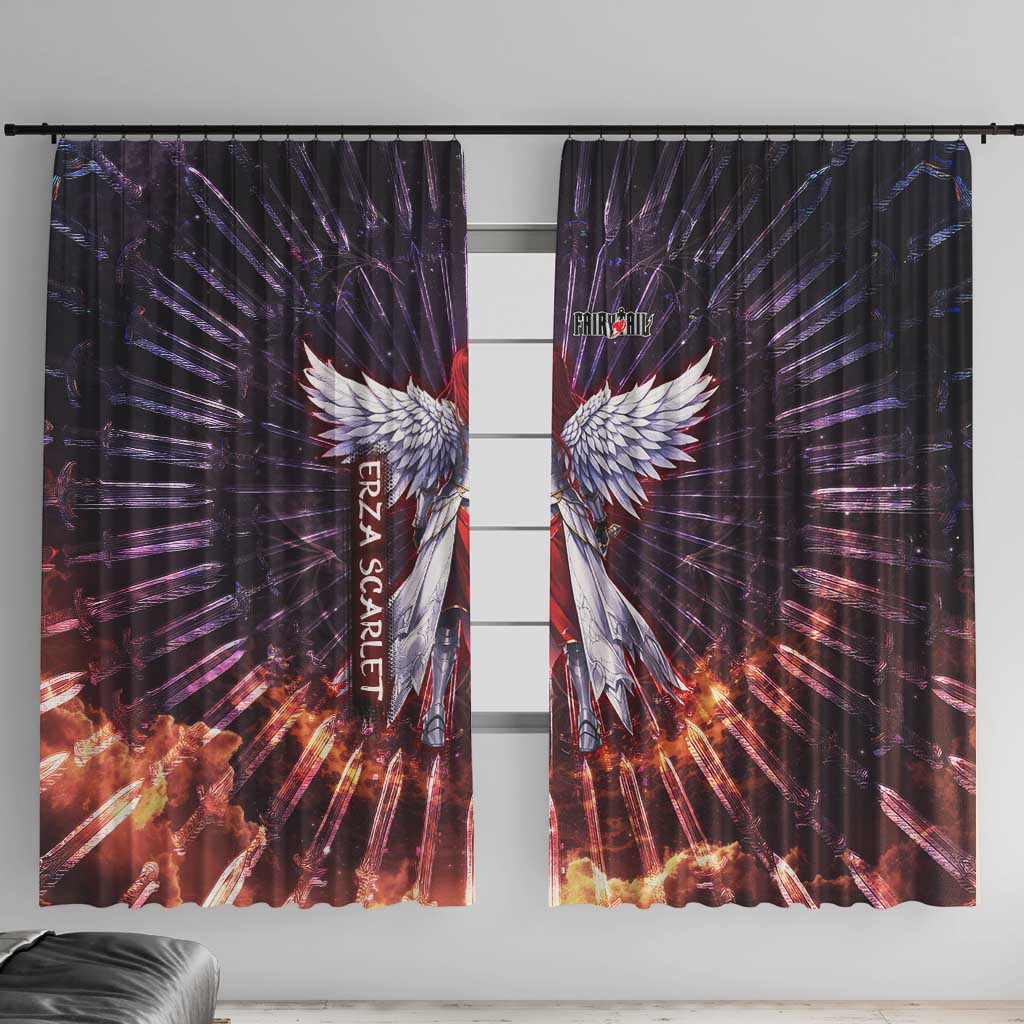 Erza Scarlet Fairy Tail Window Curtain Celestial Armor Anime Style with Radiant Winged Design