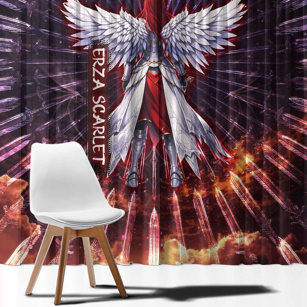 Erza Scarlet Fairy Tail Window Curtain Celestial Armor Anime Style with Radiant Winged Design