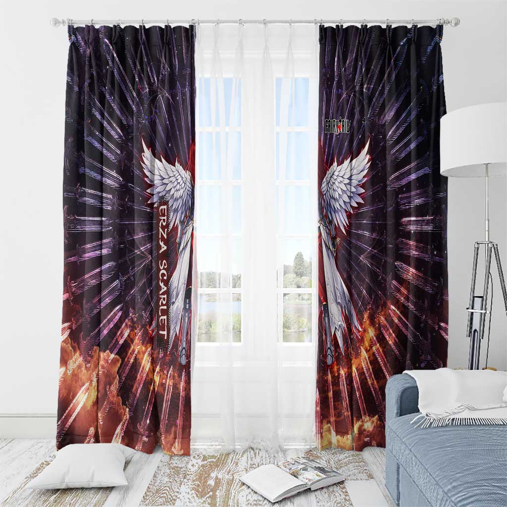 Erza Scarlet Fairy Tail Window Curtain Celestial Armor Anime Style with Radiant Winged Design