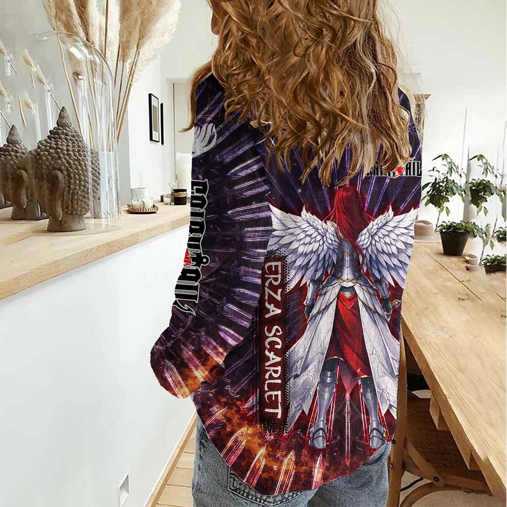 Erza Scarlet Fairy Tail Women Casual Shirt Celestial Armor Anime Style with Radiant Winged Design