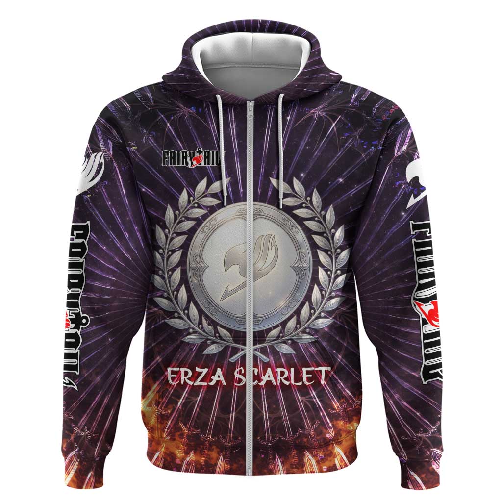Erza Scarlet Fairy Tail Zip Hoodie Celestial Armor Anime Style with Radiant Winged Design
