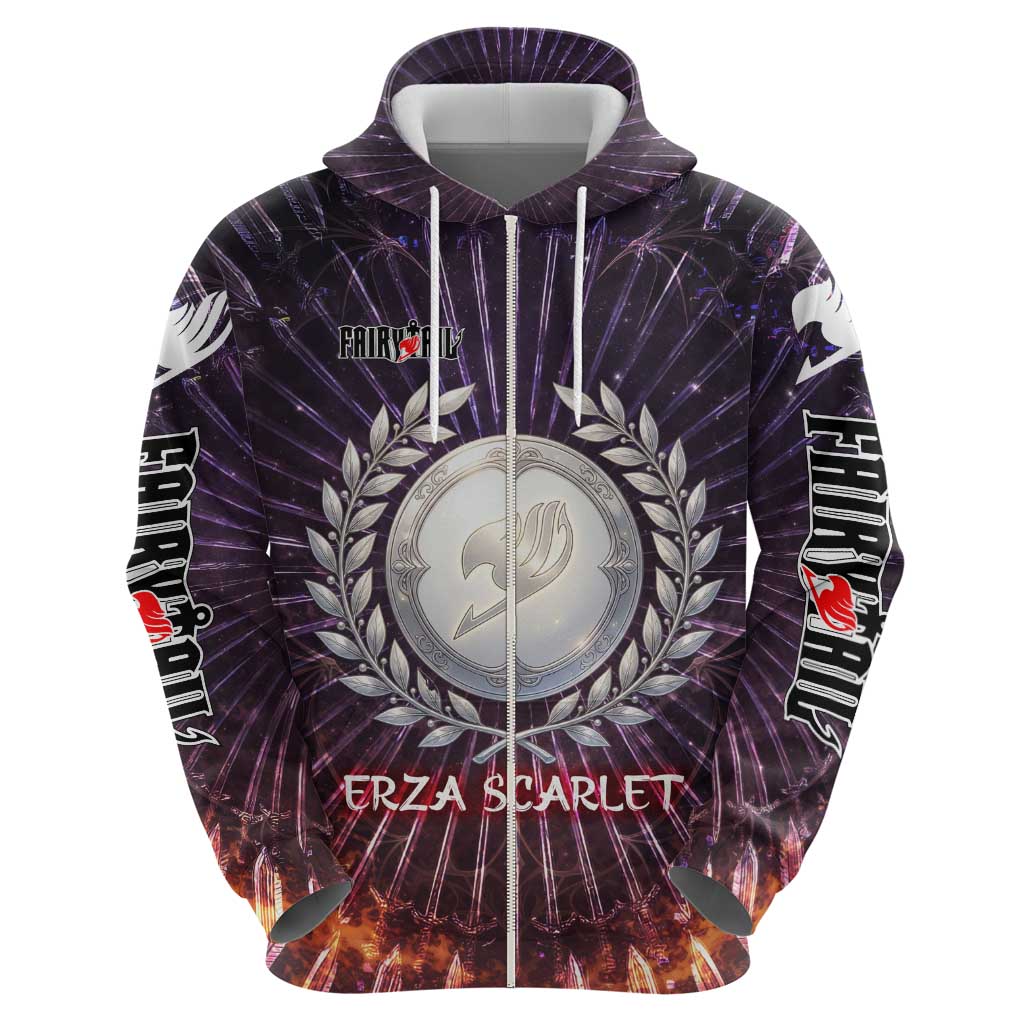 Erza Scarlet Fairy Tail Zip Hoodie Celestial Armor Anime Style with Radiant Winged Design