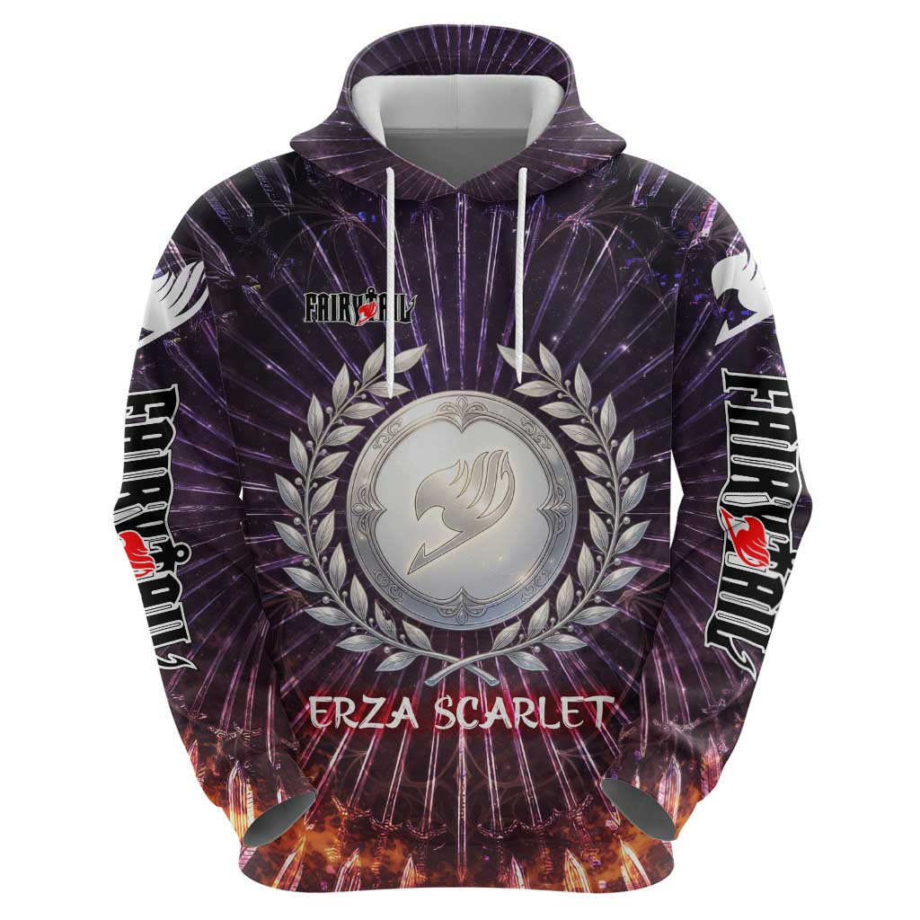Erza Scarlet Fairy Tail Zip Hoodie Celestial Armor Anime Style with Radiant Winged Design