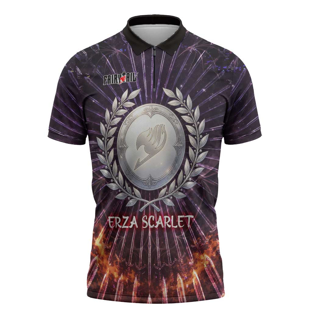 Erza Scarlet Fairy Tail Zipper Polo Shirt Celestial Armor Anime Style with Radiant Winged Design