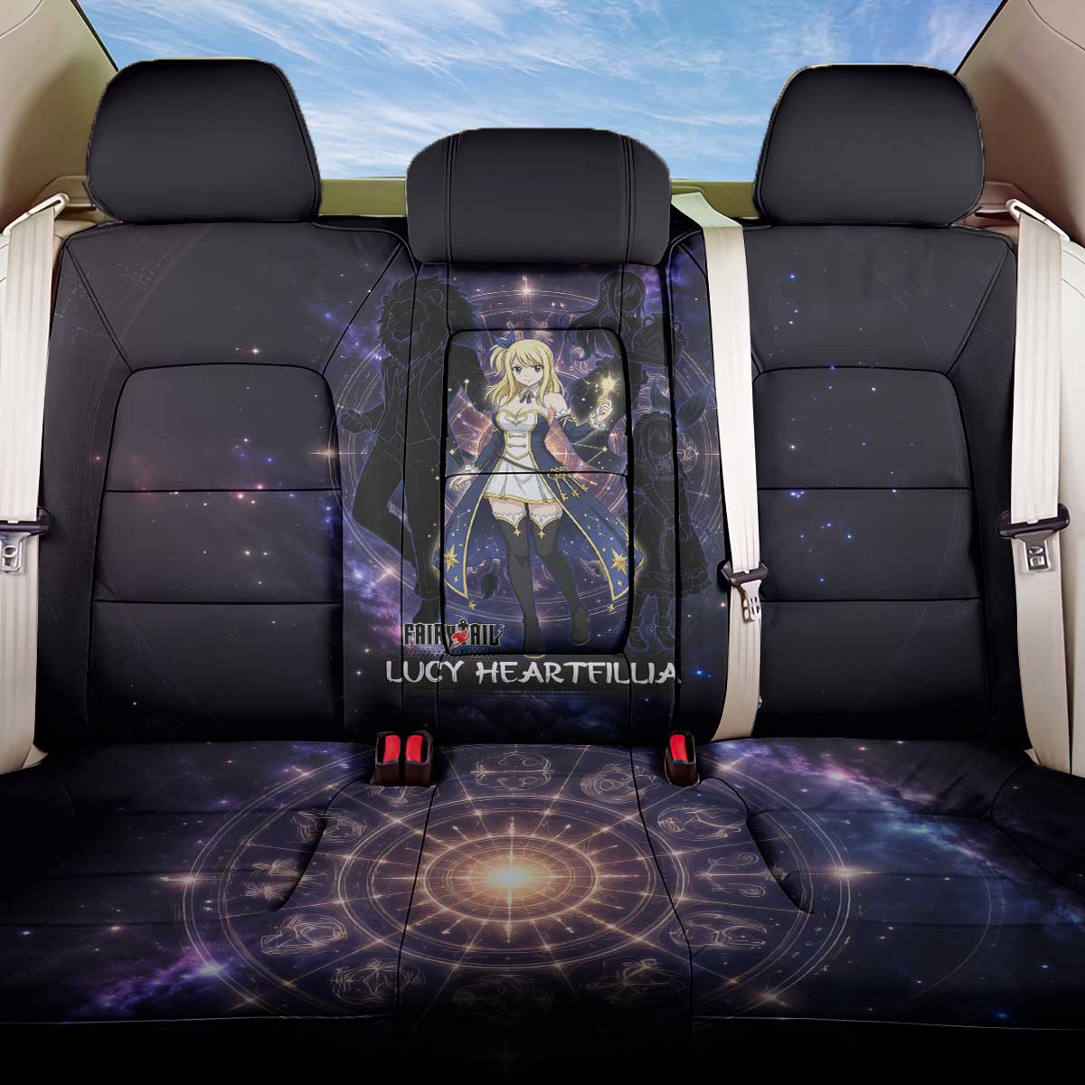 Lucy Heartfilia Fairy Tail Back Car Seat Cover Celestial Spirit Anime Style with Zodiac Key Magic