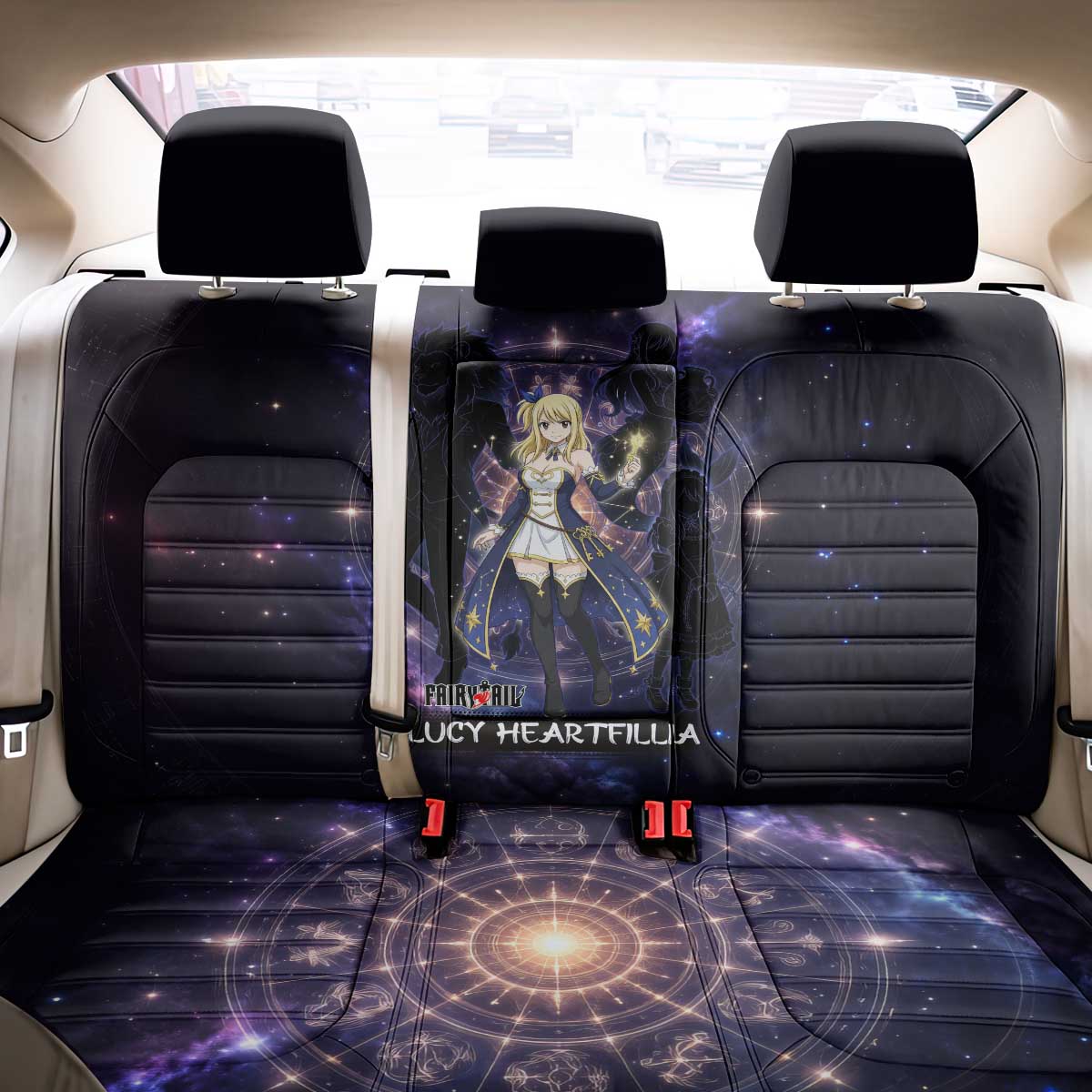Lucy Heartfilia Fairy Tail Back Car Seat Cover Celestial Spirit Anime Style with Zodiac Key Magic