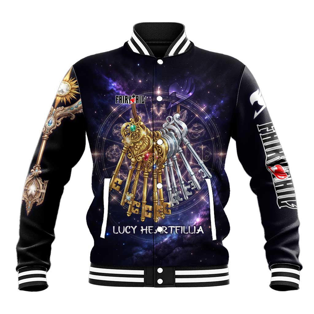 Lucy Heartfilia Fairy Tail Baseball Jacket Celestial Spirit Anime Style with Zodiac Key Magic